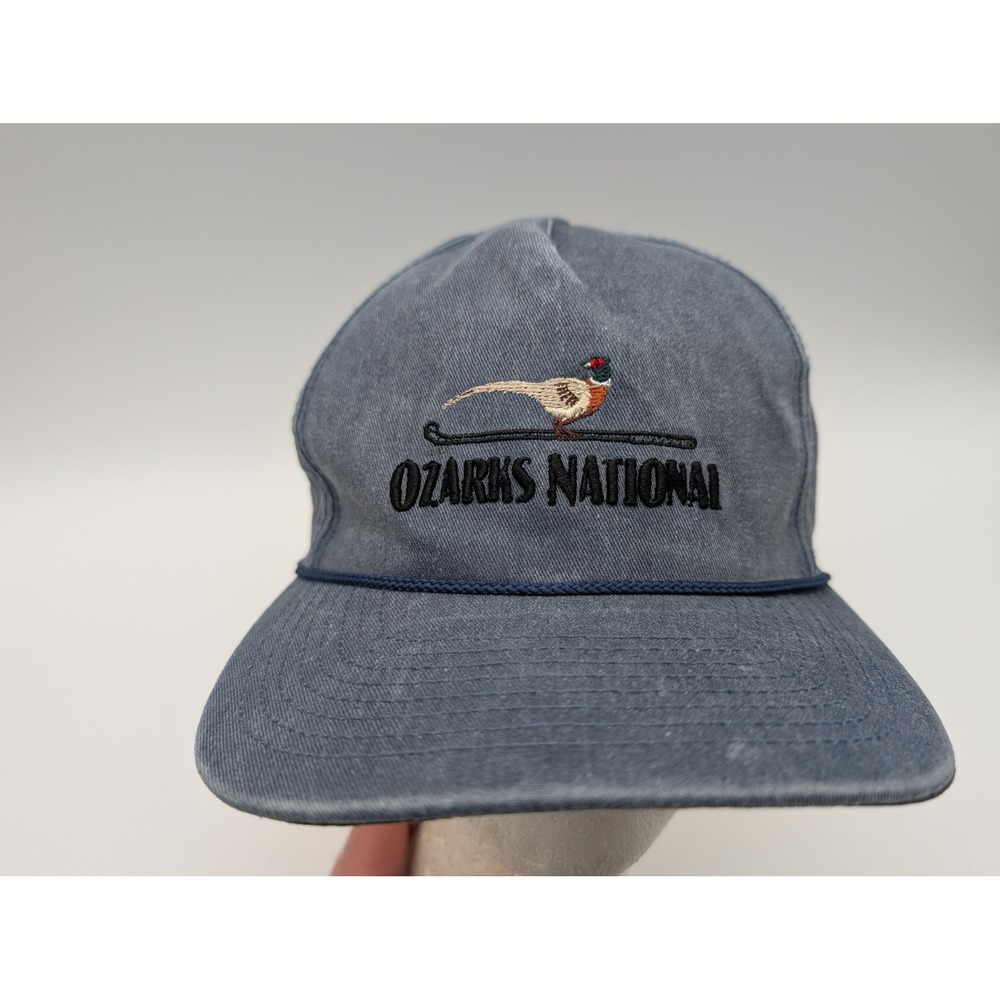 Imperial Ozarks National Golf Hat Navy Blue Snapback Rope Pheasant Logo Cotton